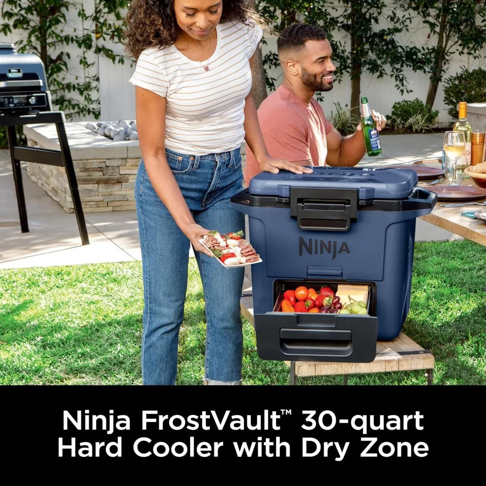 FB131BL FrostVault 30qt Hard Cooler with Dry Zone, Integrated Fridge-Temp Dry Storage Drawer, Premium Heavy-Duty Insulated Cool