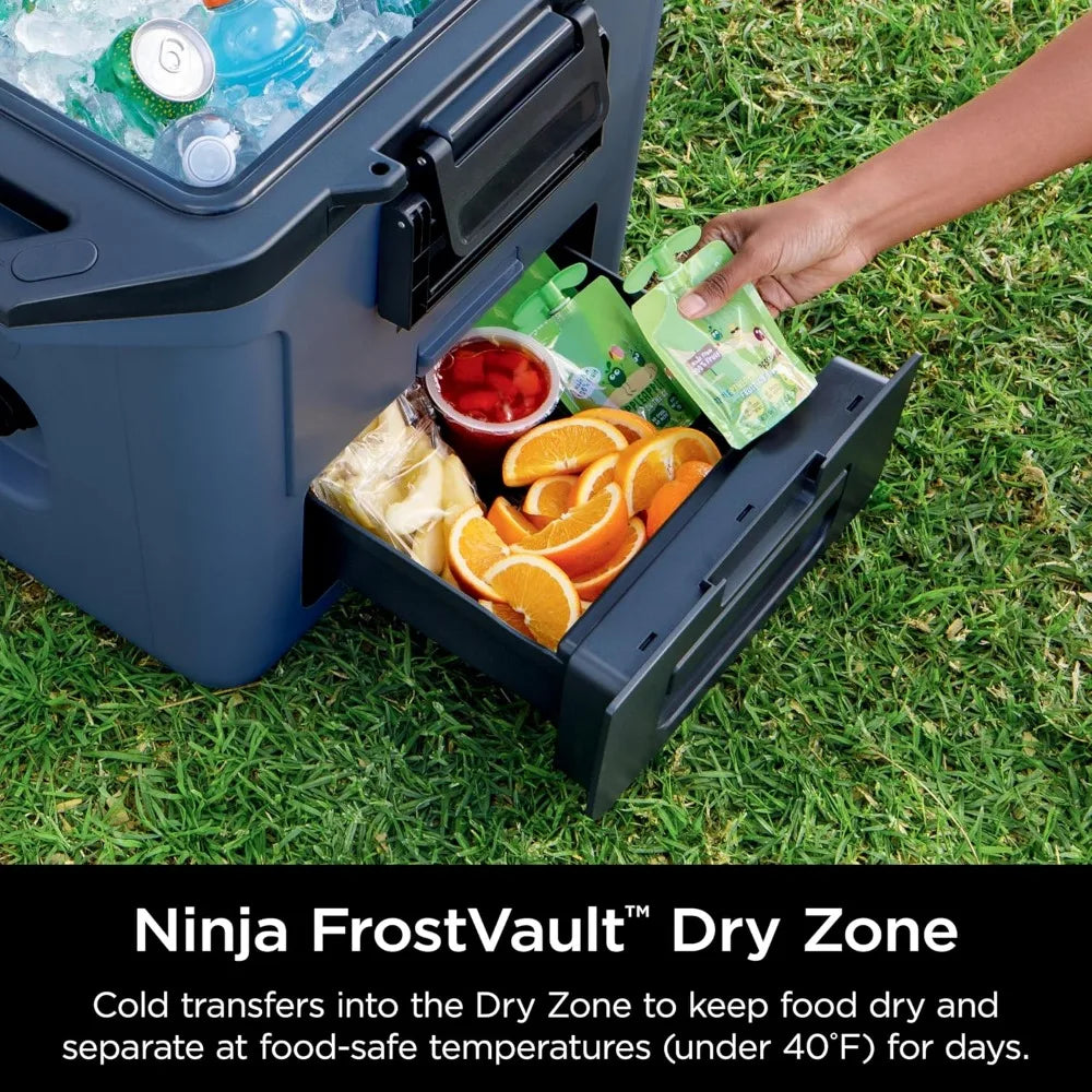 FB131BL FrostVault 30qt Hard Cooler with Dry Zone, Integrated Fridge-Temp Dry Storage Drawer, Premium Heavy-Duty Insulated Cool