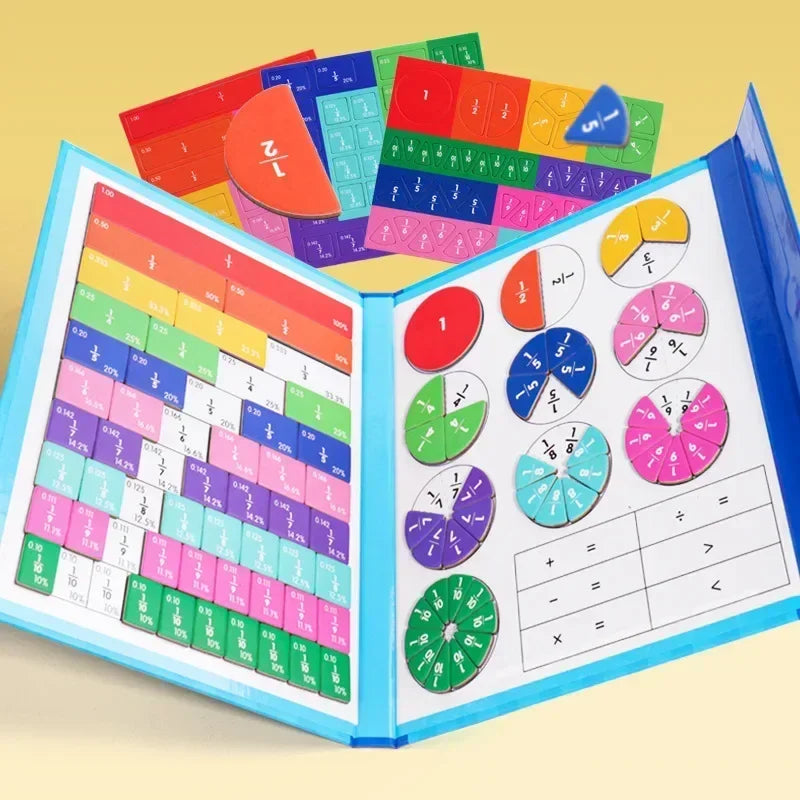 Montessori Fraction Learning Math Toy Magnetic Arithmetic Teaching Aids Wooden Book Educational Toys for Children Christmas Gift