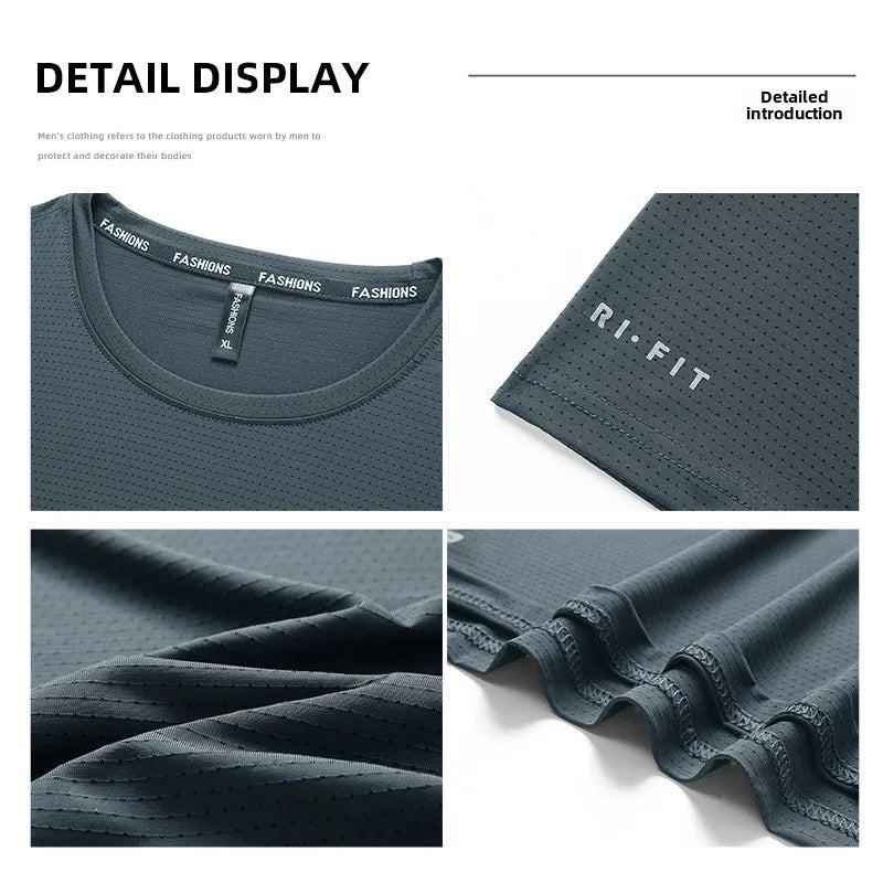 High-Quality Ice Silk T-Shirts Men Plus Size 8XL Male Tshirt Fat Man Tee Shirt Breathable Wearing Tee Tops Running Fast Shipping