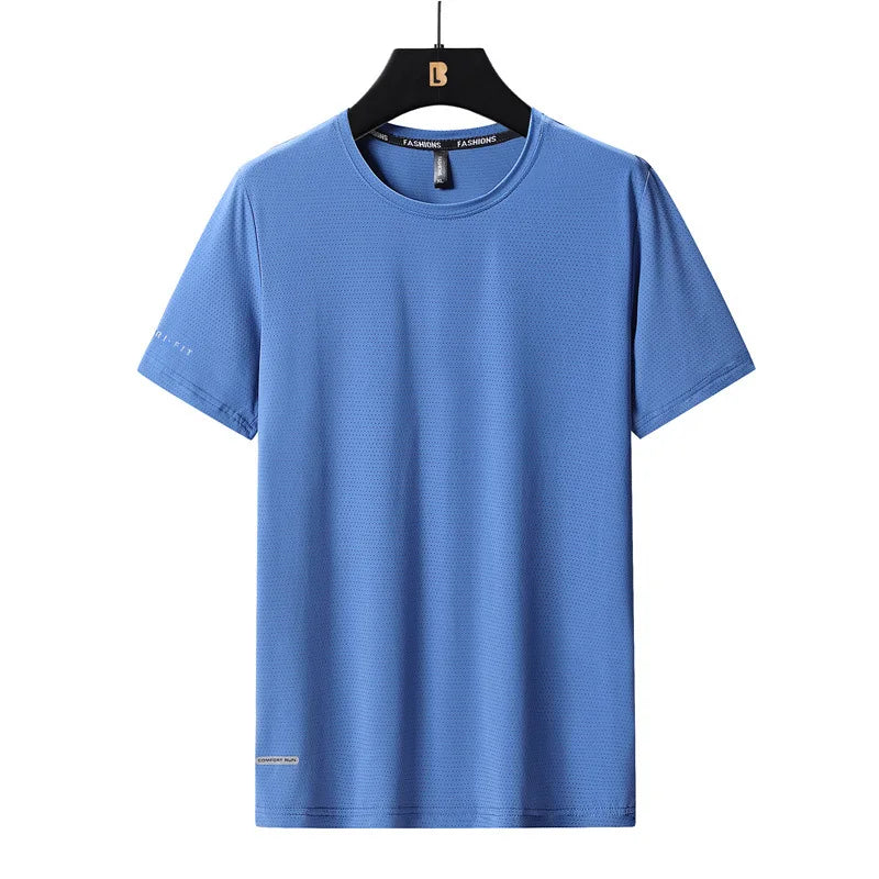 High-Quality Ice Silk T-Shirts Men Plus Size 8XL Male Tshirt Fat Man Tee Shirt Breathable Wearing Tee Tops Running Fast Shipping