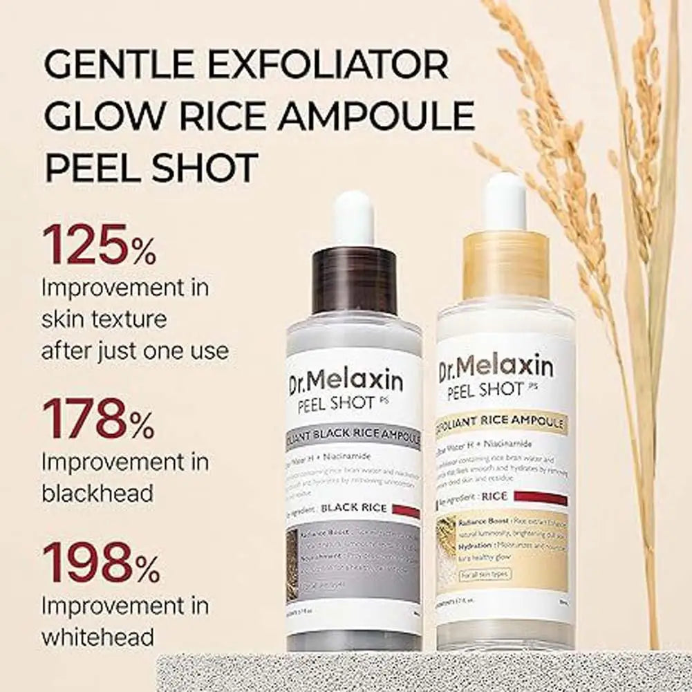 Dr. Melaxin White And Black Soften Serum Rice Exfoliating Essence Peel Shot Moisturizing Gentle Exfoliation Korean Skin Care
