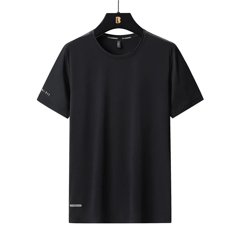 High-Quality Ice Silk T-Shirts Men Plus Size 8XL Male Tshirt Fat Man Tee Shirt Breathable Wearing Tee Tops Running Fast Shipping