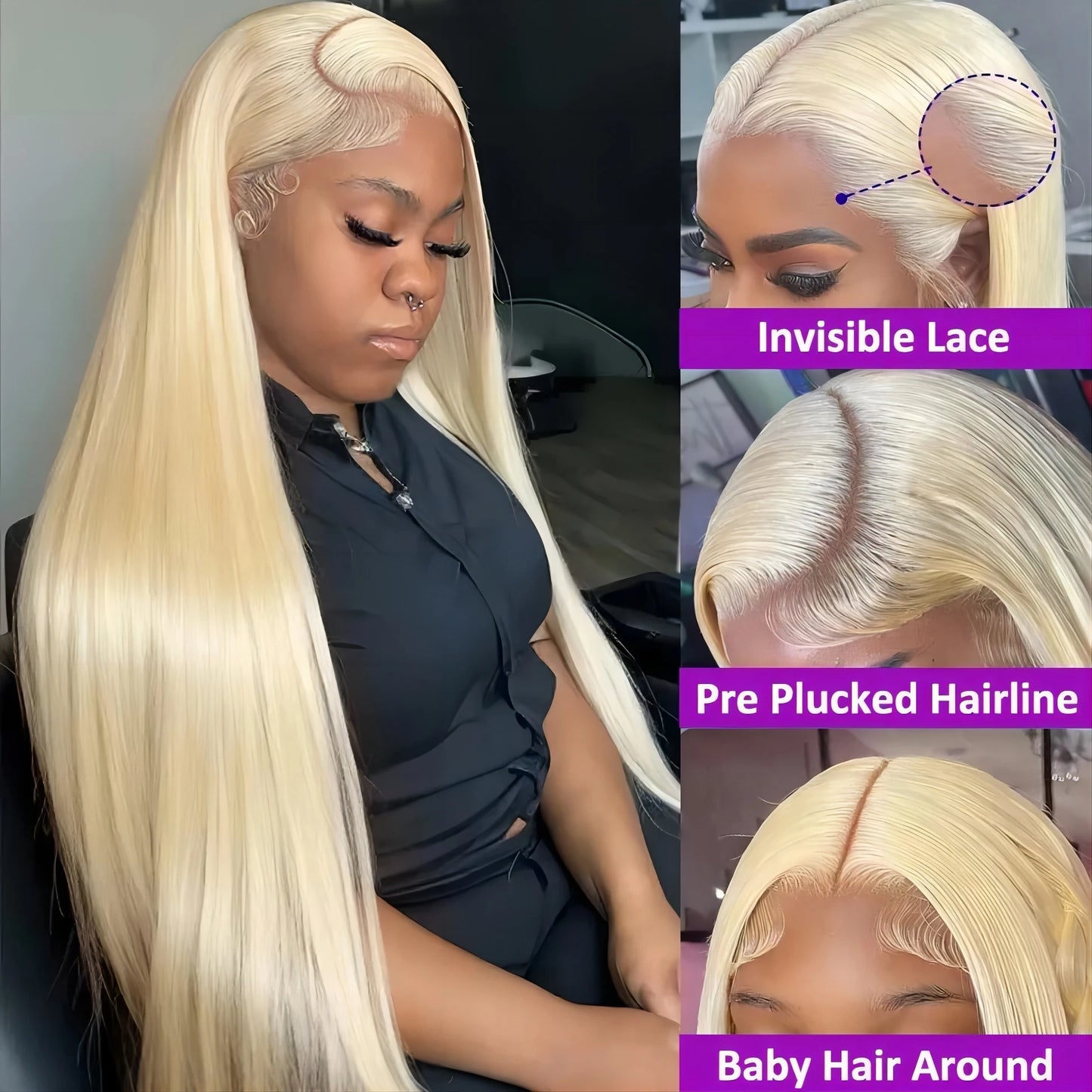 13x6 HD Transparent 613 Blonde Lace Frontal Human Hair Wigs Honey Colored Wig Brazilian Bone Straight 13x4 Lace Front Wig 36inch