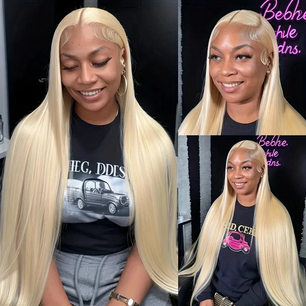 13x6 HD Transparent 613 Blonde Lace Frontal Human Hair Wigs Honey Colored Wig Brazilian Bone Straight 13x4 Lace Front Wig 36inch